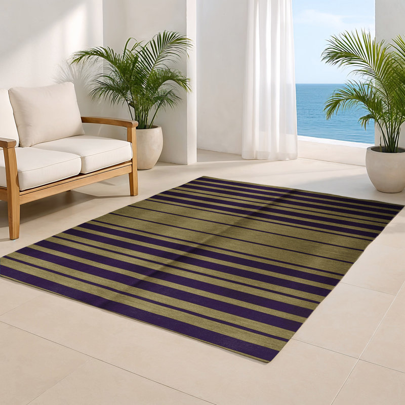 Tapis intérieur / extérieur mauve HorizontalStripes, Rectangulaire 2 pi x 3 pi