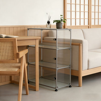 Armoire de rangement moderne, buffet modulaire en métal, crédence de bureau polyvalente en acier et buffet pour le salon, la cuisine et le bureau personnel