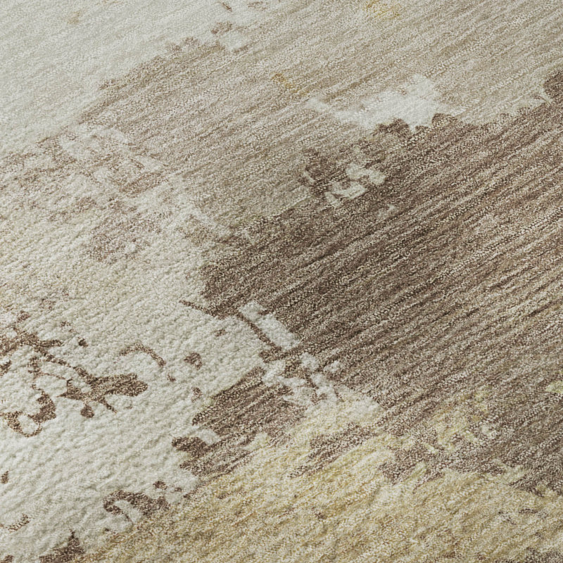Tapis abstrait lavable à la machine de qualité supérieure Mayfield AMF2372, Moka, 3 pi x 5 pi