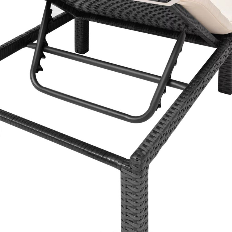 Voegele 78" Long Single chaise with Cushions, Black