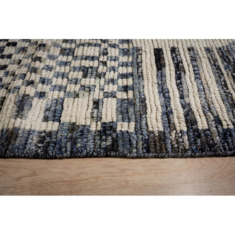 6x9 Gray Hand-Knotted Wool Diamond Field Tribal Modern Contemporary Carpet Rug