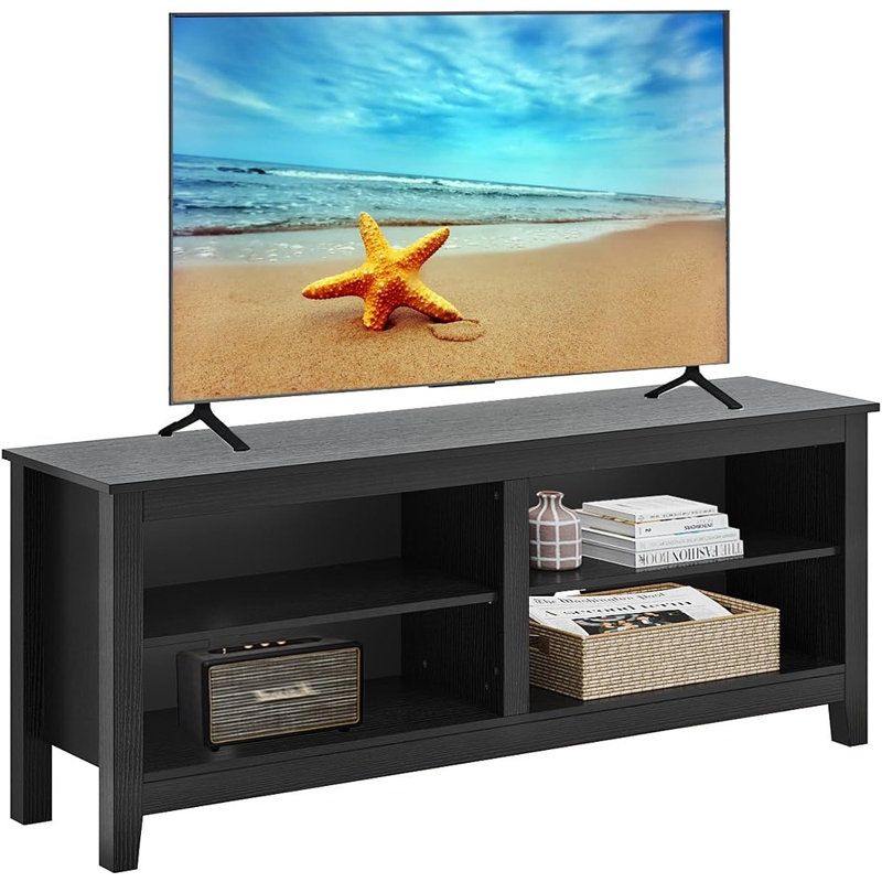 Meuble télé 55 po pour téléviseur 65 po - console multimédia avec 4 tablettes ouvertes