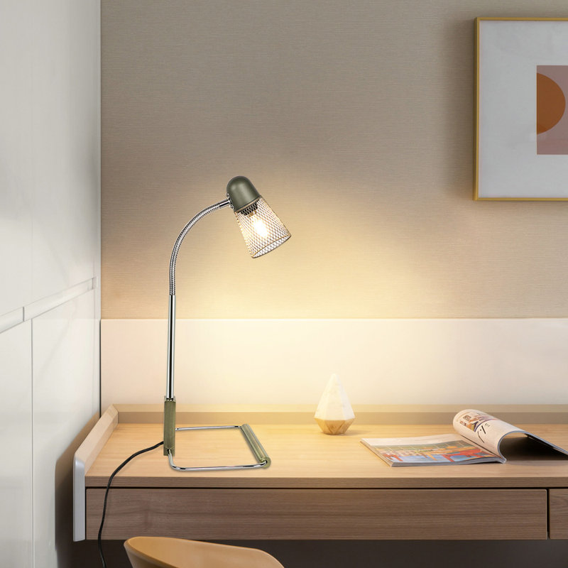 Lampe de table verte 18,9 "avec USB et prise de courant