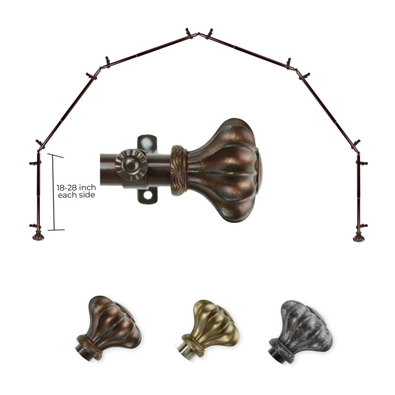 Tringle à rideaux 6 côtés Bay, Cacao, 18 à 28 po (de chaque côté)