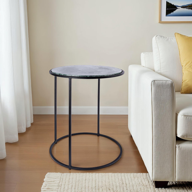 Nikelle Marble Top End Table, Green, Black