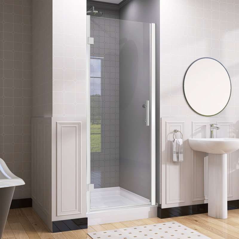 Pivot Shower Doors 32" -33.25" W x 72" H Door Frameless Pivot Swing Shower Door with Tempered Glass, Left Opening, Chrome