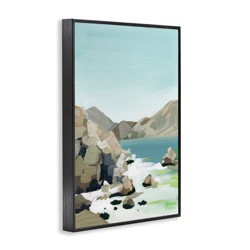 Expressionniste, côte rocheuse, estampe numérique, conception par Brook Page, H 18 po x l 12 po, Giclée encadrée noir minuit