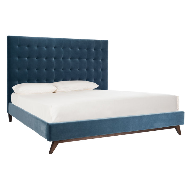 Bunny Upholstered Panel Bed, King, Dusty Blue