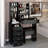 Vanity Table with Sliding LED Mirror, Power Outlet, and Stool-471862091