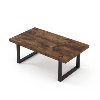 Envelor Rustic Brown Wood Rectangle Coffee Table, Modern Wood Cocktail Table with Metal Legs for Living Room, 39.4"L x 21.6"W x 17.9"H