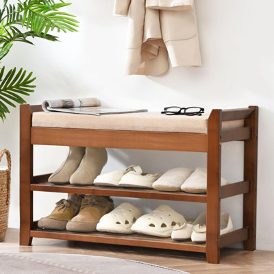 Shoe Rack for Front Door Entrance, 28” Entryway Bench with Coat Rack, Hall Tree Shoe Bench with Storage for Entry, Hallway, Bedroom, Living Room