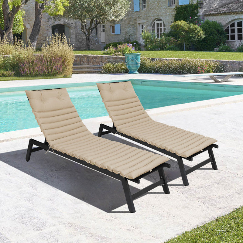 Ensemble de 2 coussins de chaise longue d'extérieur, Beige