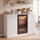  Armoire à café avec petit réfrigérateur et rangement pour le vin, buffet pour la cuisine et la salle à manger, l 55,1 po blanc