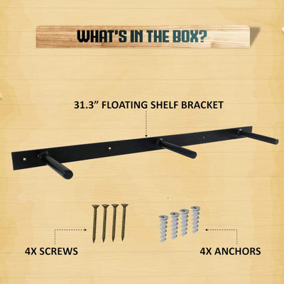 Febtech - Floating Shelf Brackets 32” With 150Lb Capacity Hidden Brackets Ideal For Kitchen Shelving, Floating Mantles, And Floating Bookshelves.