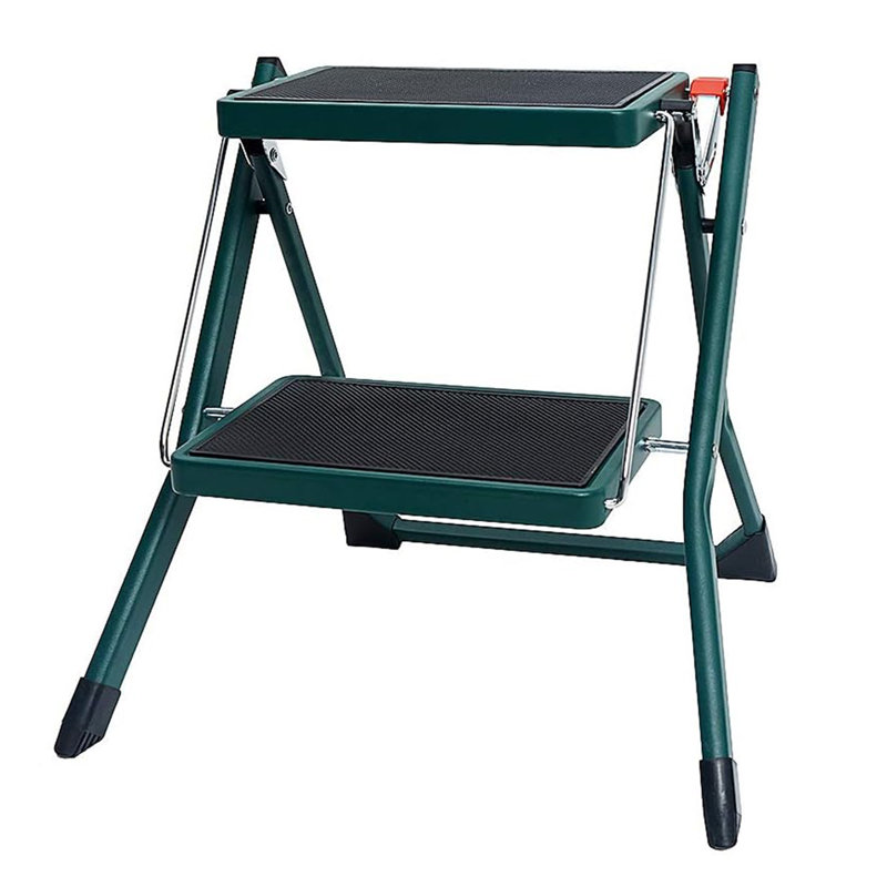 2 - Step Steel Lightweight Folding Small Step Ladder, Green