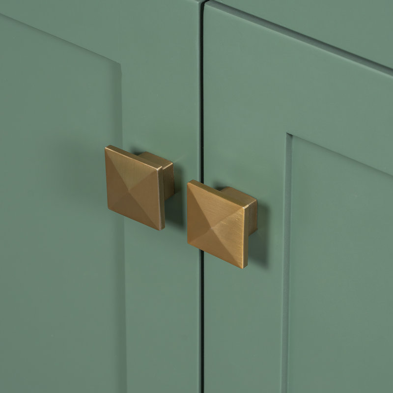 Meuble-lavabo 30 po avec lavabo en céramique, Vert, Doré