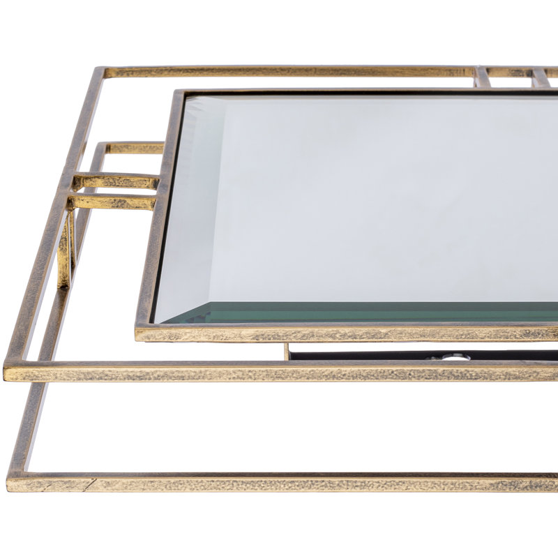 Rectangular Gold Iron Wall Mirror 18" x 18"