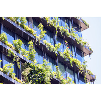 Garden on Building Appartment 1 Piece Wrapped Canvas Wall Art