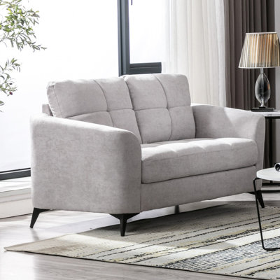 Coussin gris, tissu de 60 po avec dossier de 18 po de hauteur, siège à ressorts ensachés tissé Produit Coussin, assise, hauteur des pieds 5,5 po