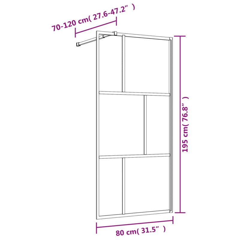 Belfry Walk-in Shower Wall with Clear ESG Glass, 80cm W, Gold