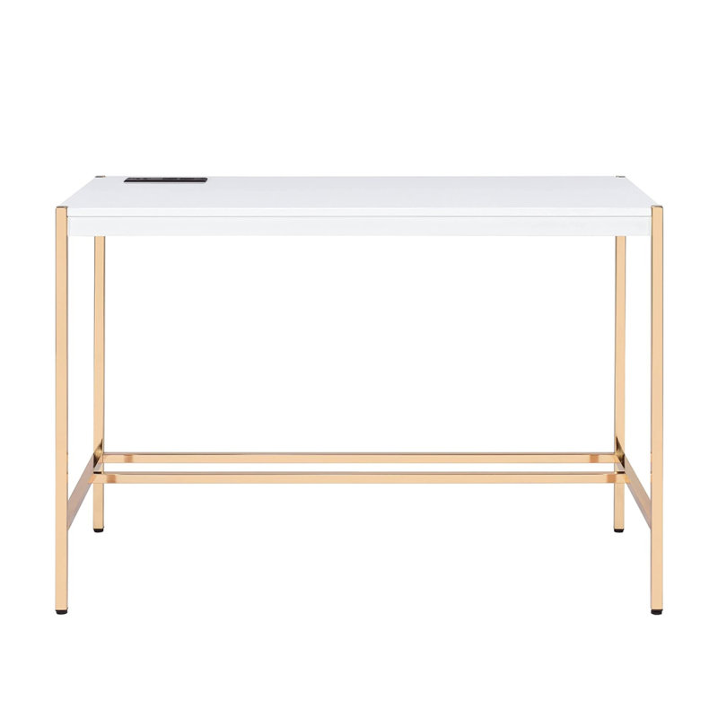 Bureau d'écriture rectangulaire avec ports USB