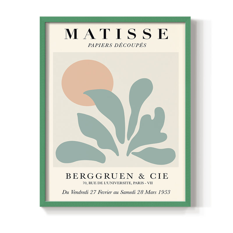 Matisse XCIII Framed Print - Solid Wood, Green Single Picture Framed, 10" H x 8" W