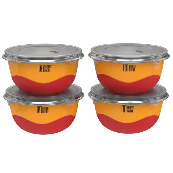 Robert Irvine 6-Piece Microwave-Safe Mixing Bowl and Lid Set, Orange