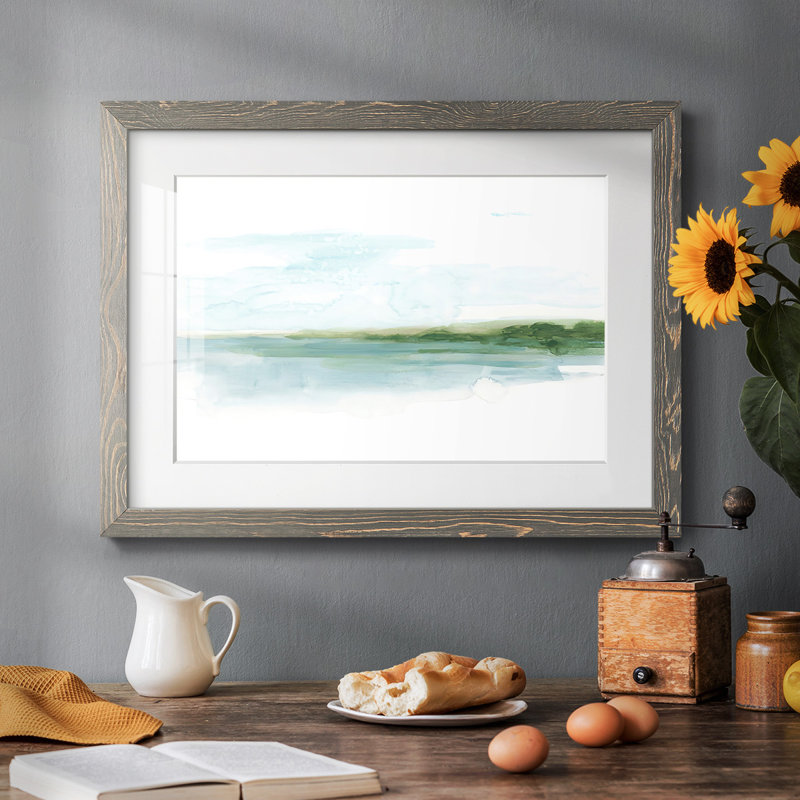 «Green Ribbon Coast I», reproduction encadrée rustique avec tableau mat, Gris, H 18 po x l 26 po