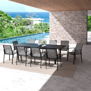 Ensemble repas extensible rectangulaire en aluminium pour 10 personnes