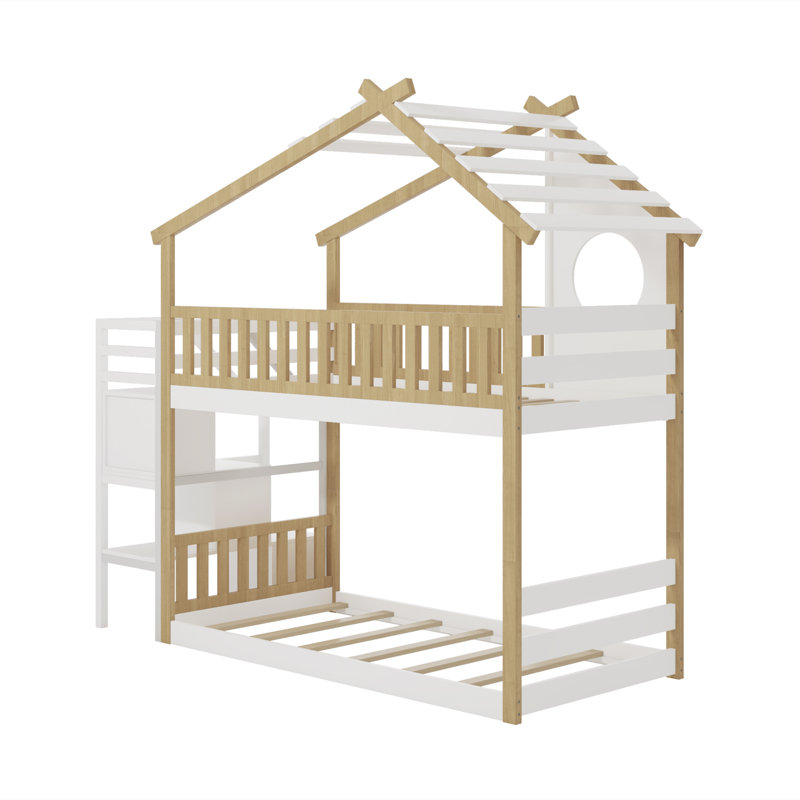 Soejima Kids Twin Over Twin Bunk Bed, White