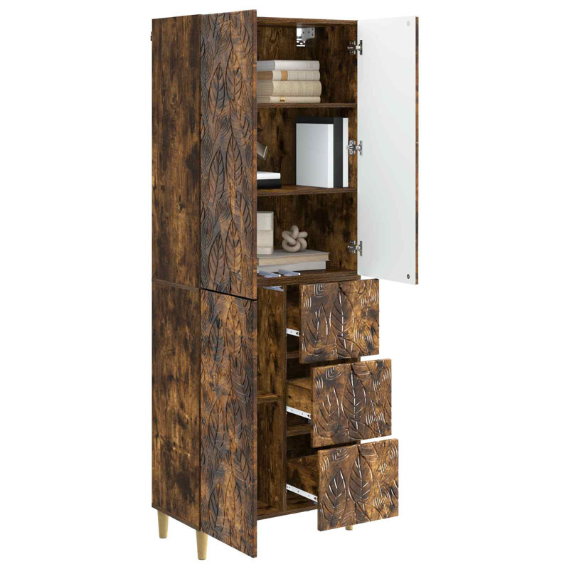 3 -Door 3 Storage Cabinet, Smoked Oak