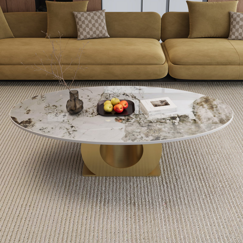 Tables basses modernes avec base en acier et plateau en marbre pour la maison