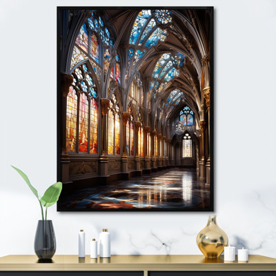 Vitrail Montecello Church I - art mural d'églises pour le salon