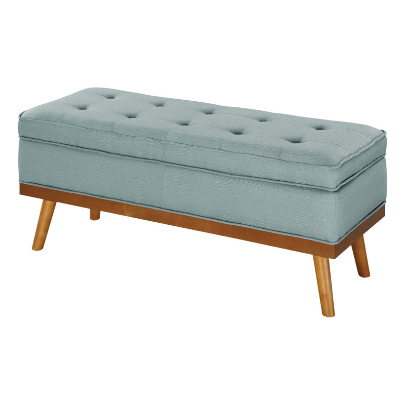 Boyu Polyester Blend Upholstered Storage Bench, Sea Blue Polyester Blend