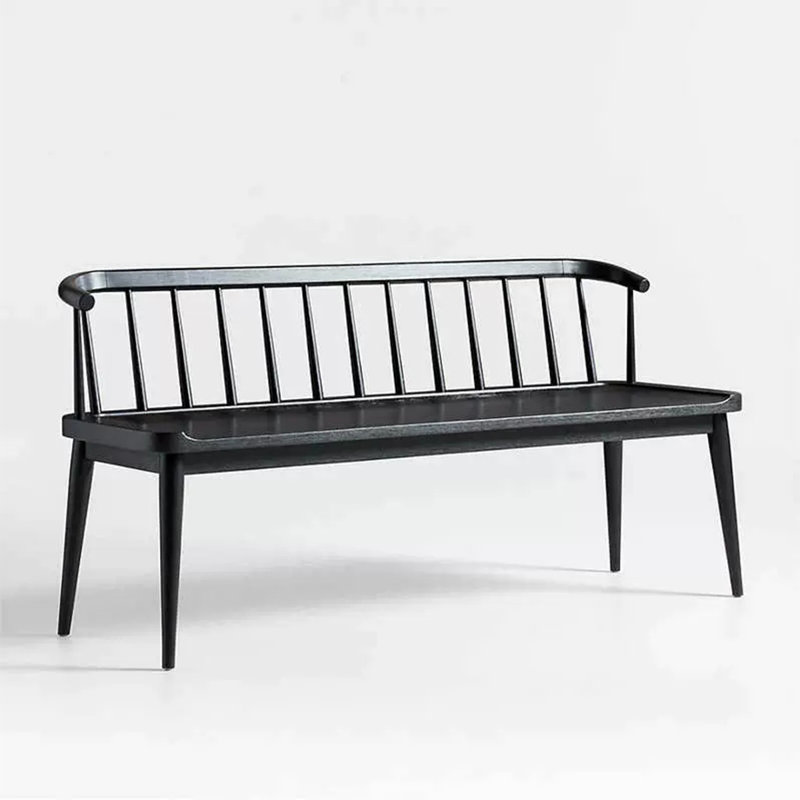 Banc de salle à manger noir en bois massif, H 30,31 po x l 47,24 po x P 16,93 po