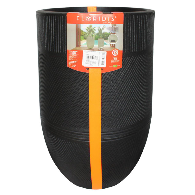 Pot Planter, Black, 28.15" H x 17.7" W x 17.7" D