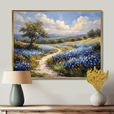 Blue Green Summer Meadow Charm Blue Bonnets III - Blue Bonnets Wall Art Print