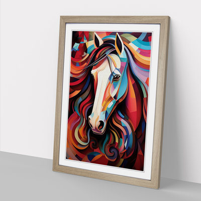 Shire Horse Futurism - Single Picture Frame Print on Wood