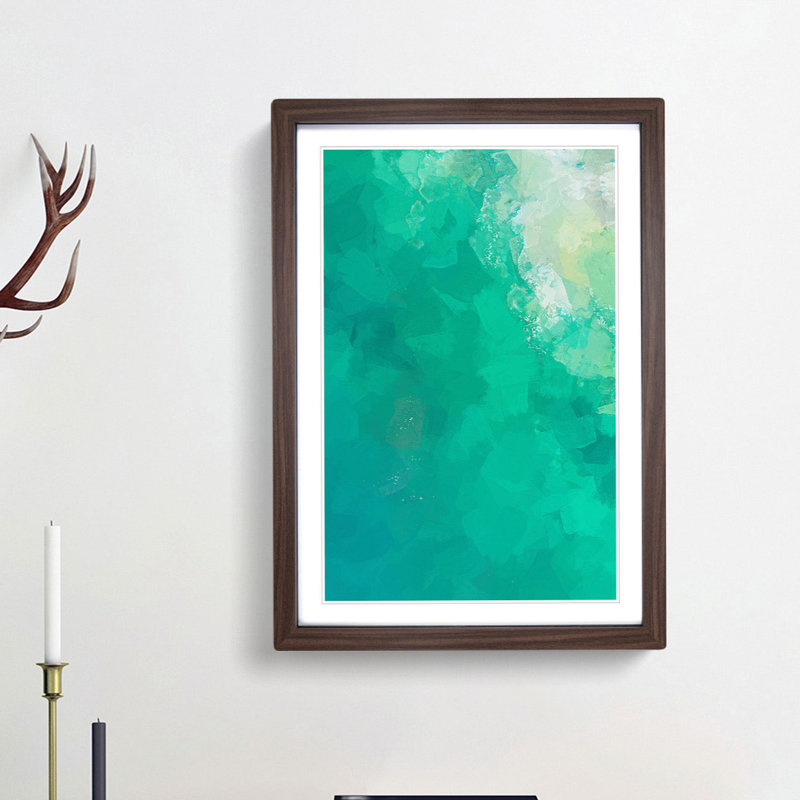 Green Ocean in Abstract - Picture Frame Graphic Art Print, Walnut Framed, 36cm H x 27cm W x 2cm D