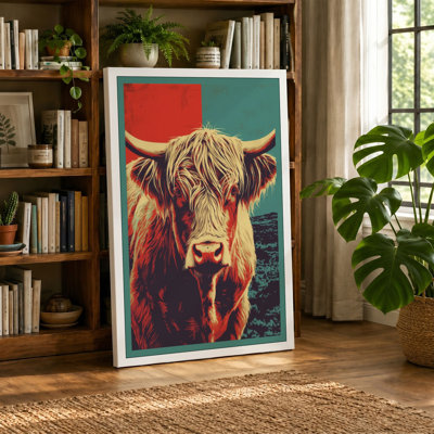 Highland Cattle Portrait Rustic 1 Piece Wrapped Canvas Wall Art