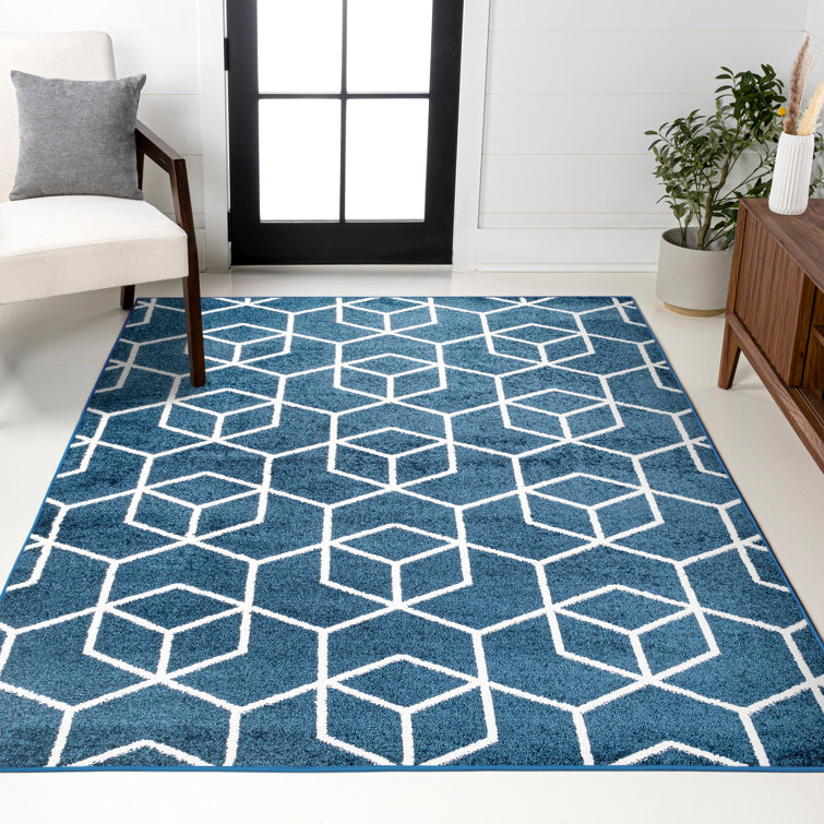 Tapis bleu marine / blanc Mashawna Blocks