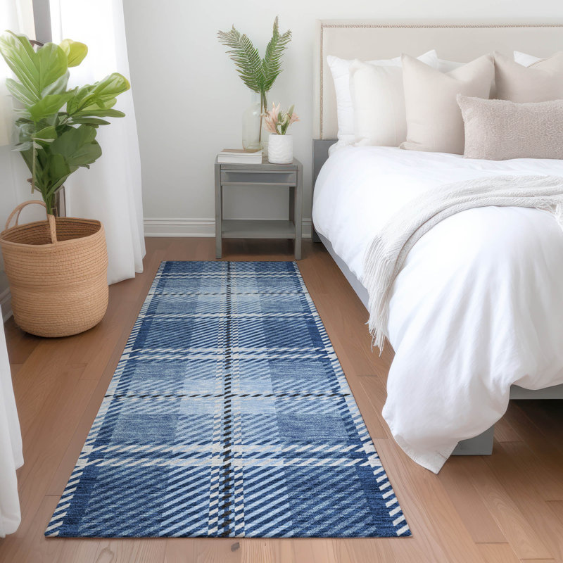 Premium Machine Washable Prisco Navy Rug, Runner 2'3" x 7'6"