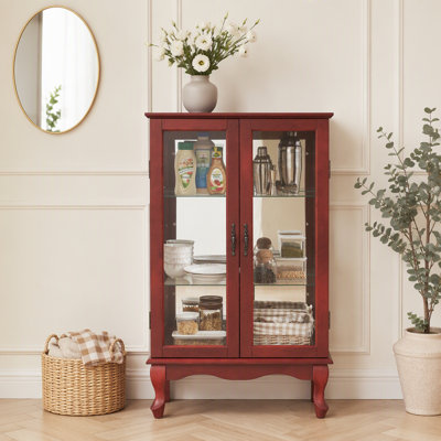 Vitrine 2 portes avec portes en verre trempé, panneau arrière en miroir