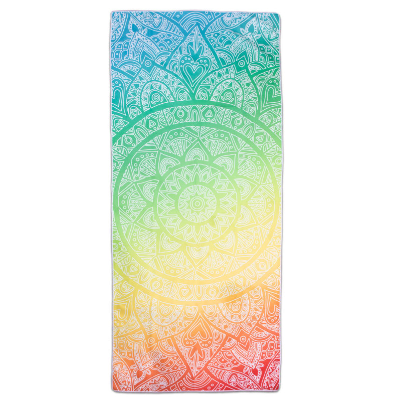 Serviette de plage en microfibre Caroli, Bleu / Jaune / Rouge