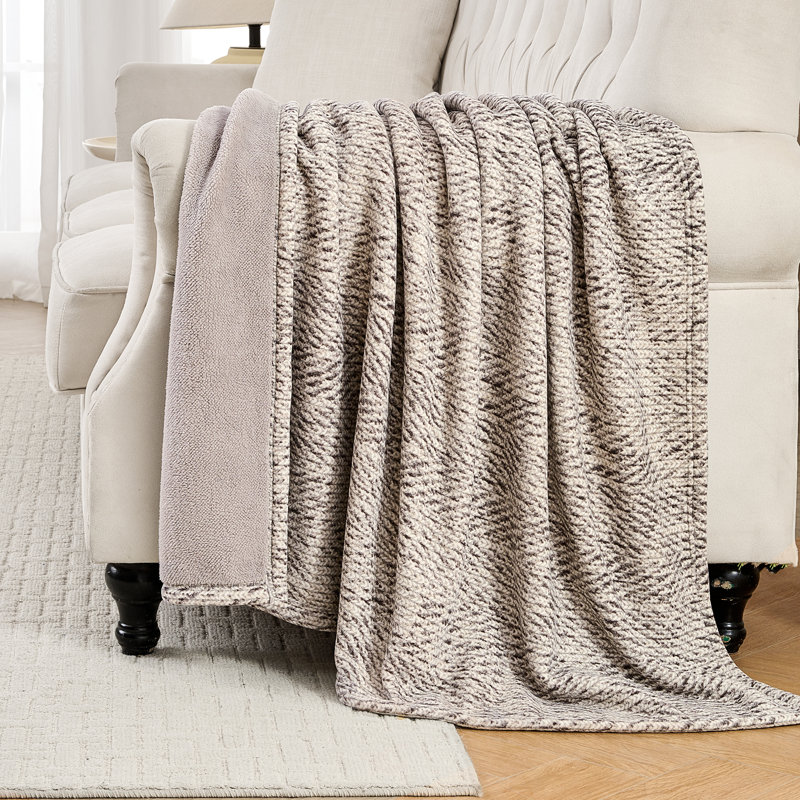 Jeté réversible imprimé en chenille et en molleton 50 po x 60 po - une couche avec deux effets moelleux, extrêmement doux et léger
