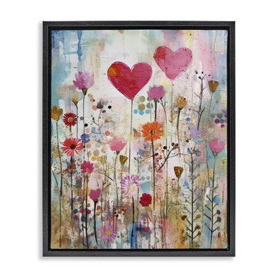 Heart & Garden Collage Floater Canvas Wall Art by LSR Design Studio
