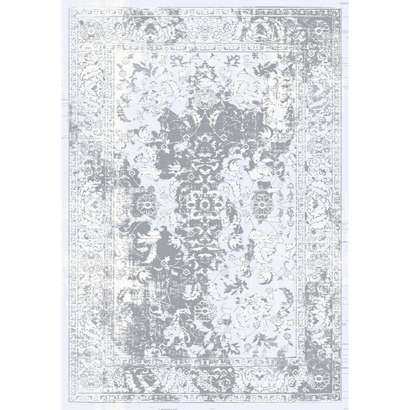 Ivoire Nikolai/gris Tapis décoratif, Rectangle 5 pi 3 po x 7 pi 7 po