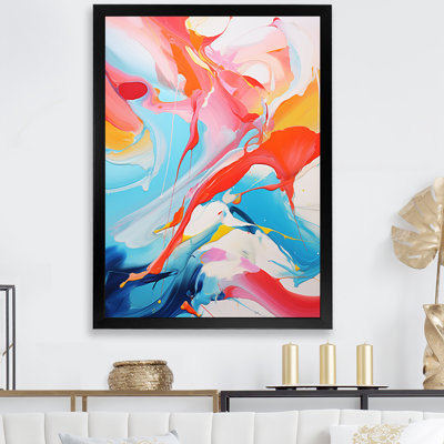 «Blue An Pink Paint Storm I», art mural abstrait à l'encre liquide