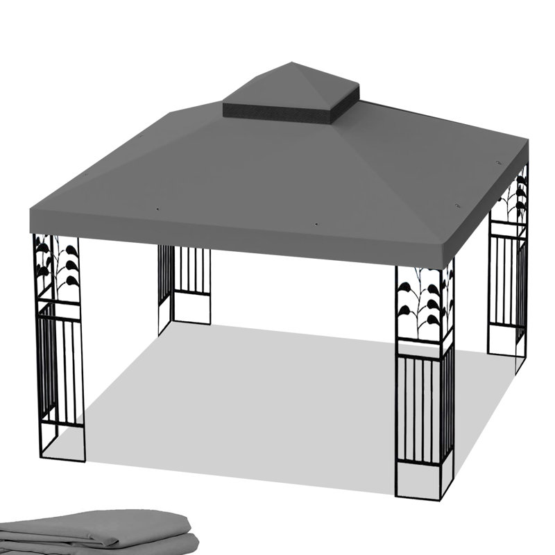 Auvent de remplacement pour pavillon de jardin 10 pi x 10 pi - Tissu à deux niveaux pour protéger le toit contre les intempéries et les rayons du soleil