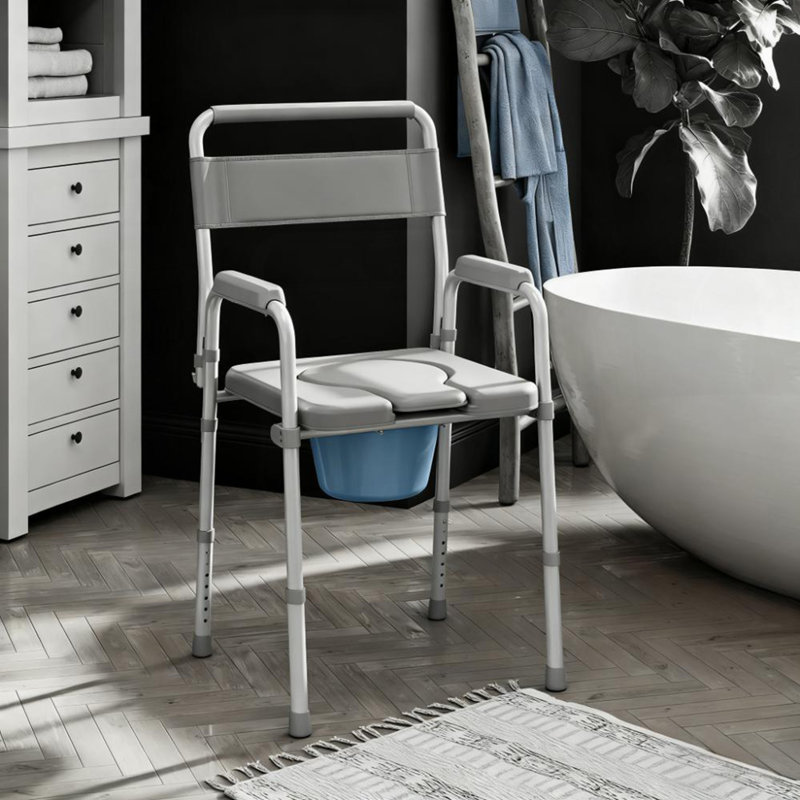 Chaise de toilette surélevée avec accoudoirs et chaise de chevet pour personnes âgées, adultes et personnes à mobilité réduite